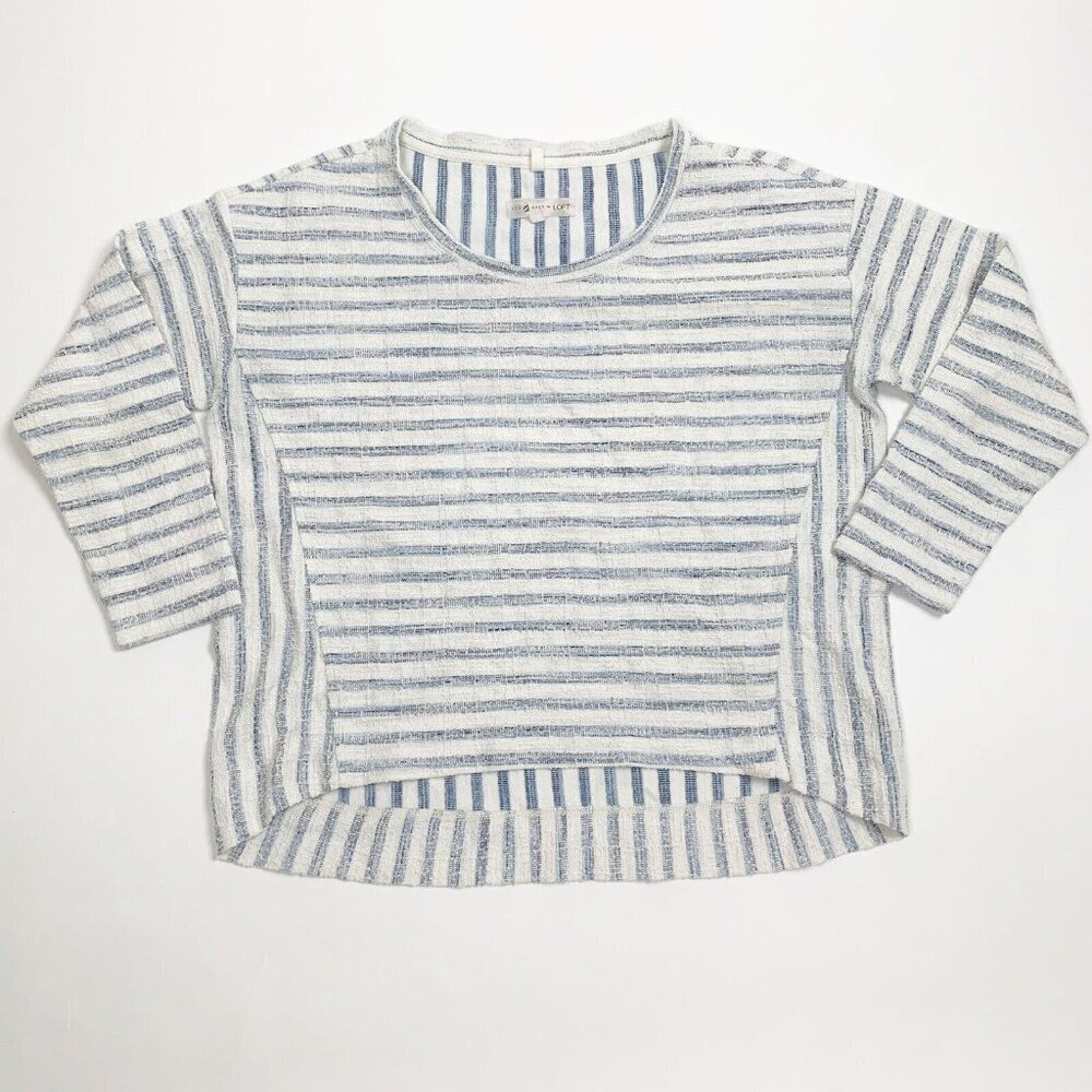 Lou & Grey for LOFT Womens Blouse Blue & White Striped Size S Long Sleeve